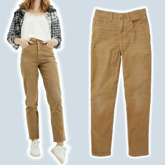 AMERICAN EAGLE Mom Straight Corduroy Pant Sz 000 Tan - Picture 1 of 8